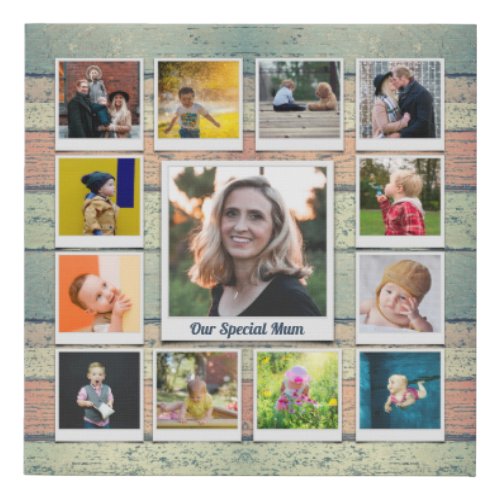 Personalized Photo Collage Rustic Family Keepsake Faux Canvas Print