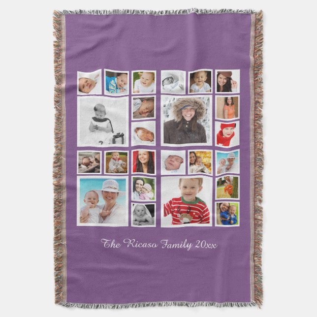 Personalized Photo Collage Throw Blanket (Front Vertical)