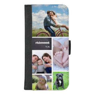 Personalized, photo collage, tiled, #blessed iPhone 8/7 plus wallet case