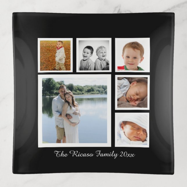 Personalized Photo Collage Trinket Tray (Front)