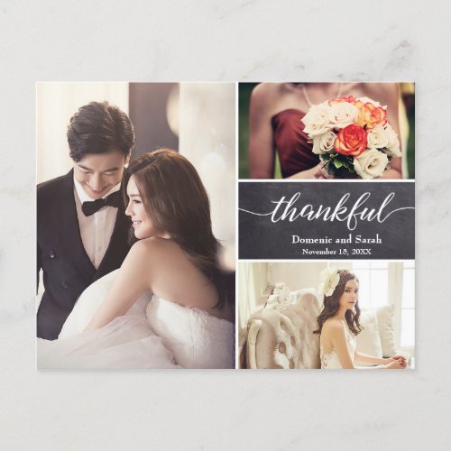 Personalized Photo Collage Wedding Thank You Announcement Postcard