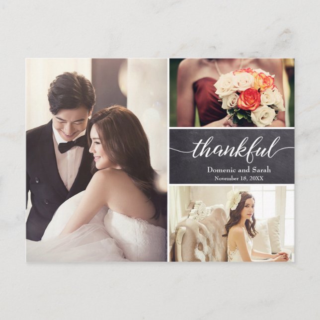 Personalized Photo Collage Wedding Thank You Announcement Postcard (Front)
