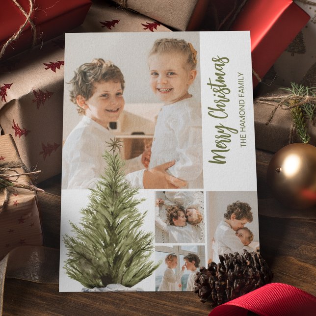 Personalized Photo Collage Whimsical Christmas  Holiday Card (Creator Uploaded)