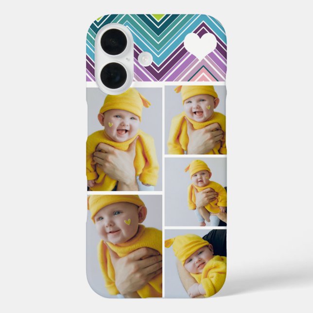 Personalized Photo Collage With Heart Case-Mate iPhone Case (Back)