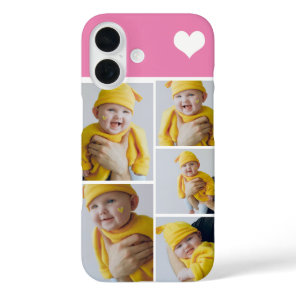 Personalized Photo Collage With Heart iPhone 16 Case