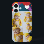 Personalized Photo Collage With Heart iPhone 16 Case<br><div class="desc">Make a Personalized Photo keepsake phone case with love heart detail from Ricaso - add your own photographs - photo collage keepsake gifts

available for many styles - choose your option in the drop down menu</div>