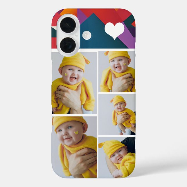 Personalized Photo Collage With Heart Case-Mate iPhone Case (Back)