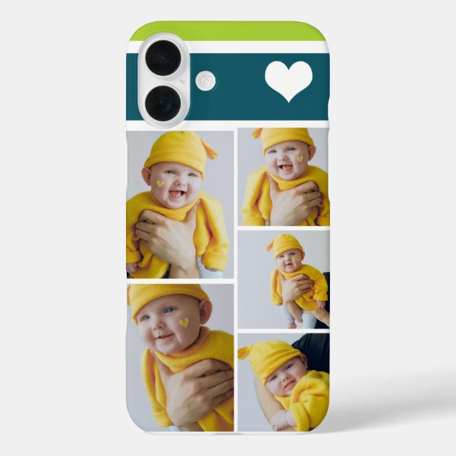 Personalized Photo Collage With Heart Case-Mate iPhone Case (Back)