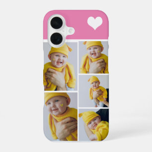 Personalized Photo Collage With Heart iPhone 16 Case