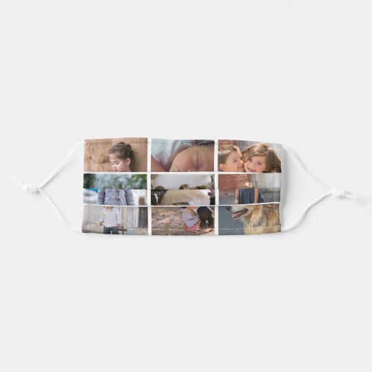 Personalized photo collage with nine photos adult cloth face mask (Front, Folded)