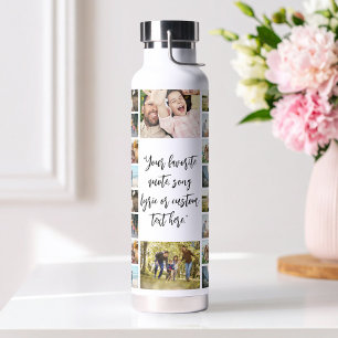 Personalized Photo Collage With Quote Water Bottle
