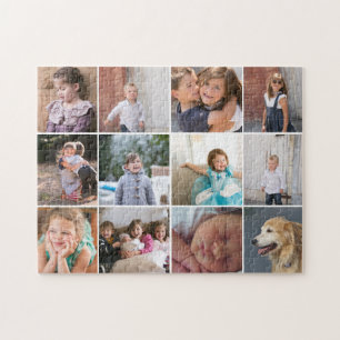 Personalized photo collage with twelve photos jigsaw puzzle