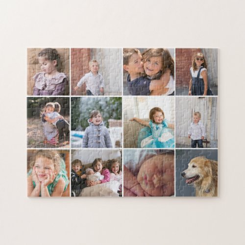 Personalized photo collage with twelve photos jigsaw puzzle