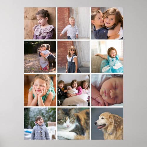 Personalized photo collage with twelve photos poster