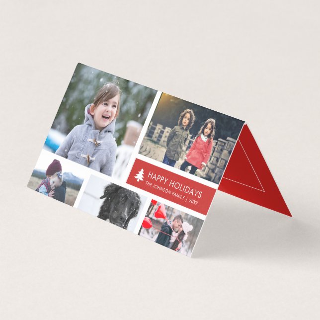 Personalized Photo Collage Xmas Red Stripes (Front)
