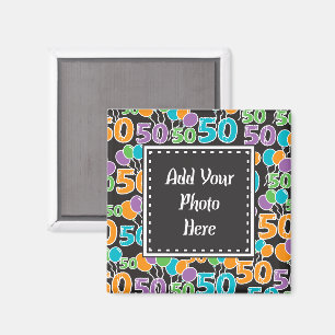 Personalized Photo Colorful 50th Birthday Template Magnet
