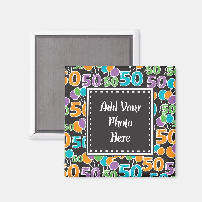 Personalized Photo Colorful 50th Birthday Template Magnet (Front/Back)
