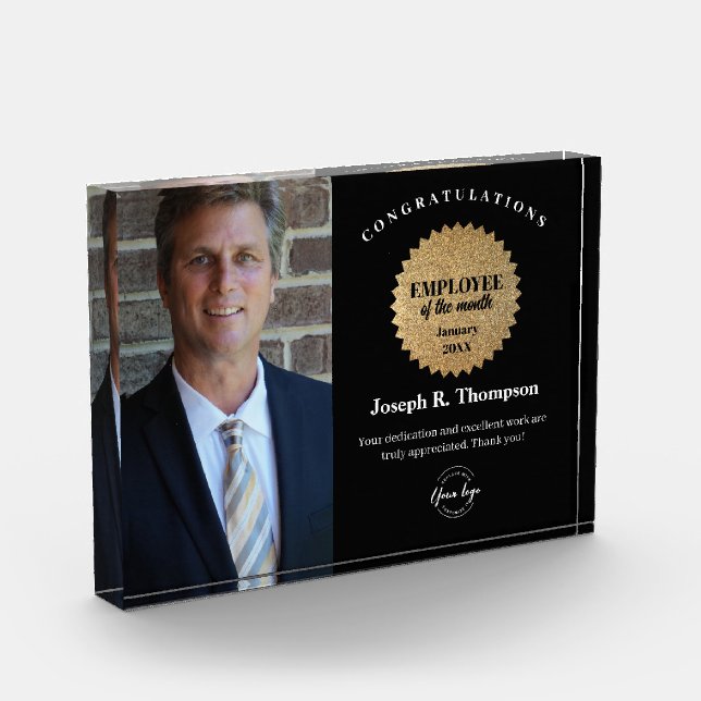 Personalized Photo company Employee of the Month  Acrylic Award (Left)