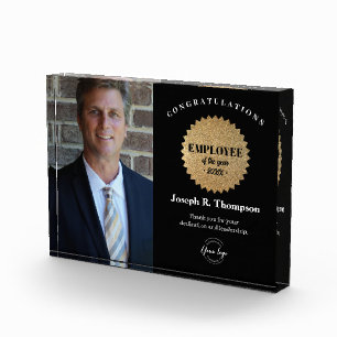 Personalized Photo company Employee of the Year Acrylic Award