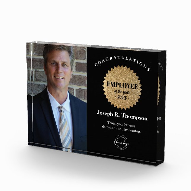 Personalized Photo company Employee of the Year  Acrylic Award (Right)