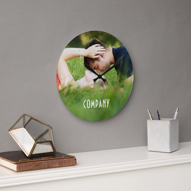 Personalized Photo, Company Name Large Clock (Office)