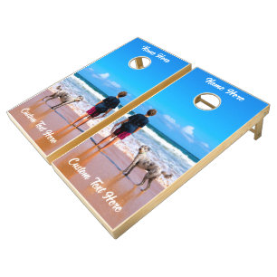 Personalized Photo Cornhole Set Custom Text Name
