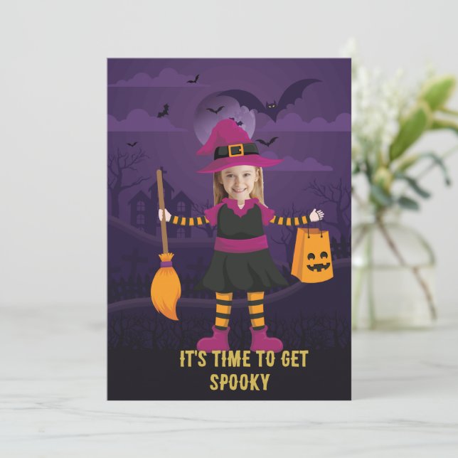 Personalized Photo Costume Party Halloween Kids  Invitation (Standing Front)