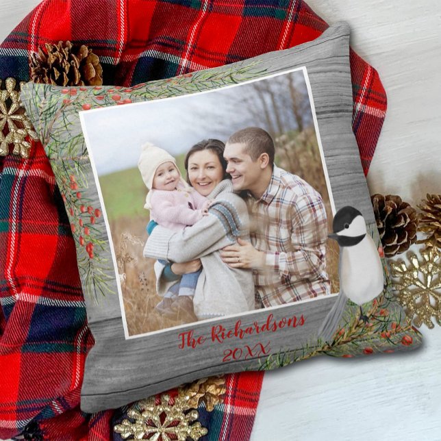 Personalized Photo Country Christmas Rustic  Throw Pillow (Creator Uploaded)