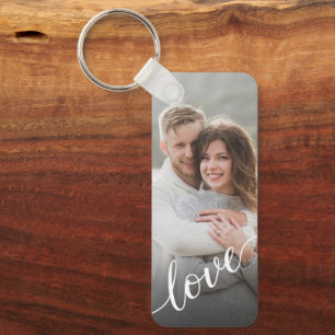 Personalized Photo Couple Love Script Keychain