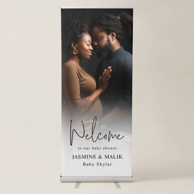 Personalized Photo Couple’s Baby Shower Pull Up  Retractable Banner (Front)