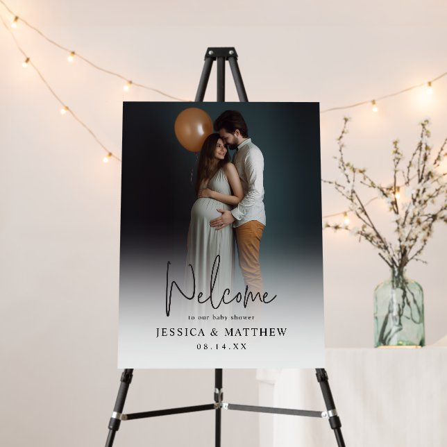 Personalized Photo Couple’s Baby Shower Sign (In Situ (Stand))