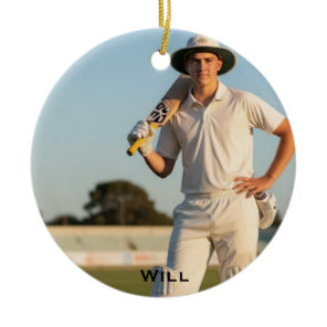 Personalized Photo Cricket Christmas  Ceramic Ornament