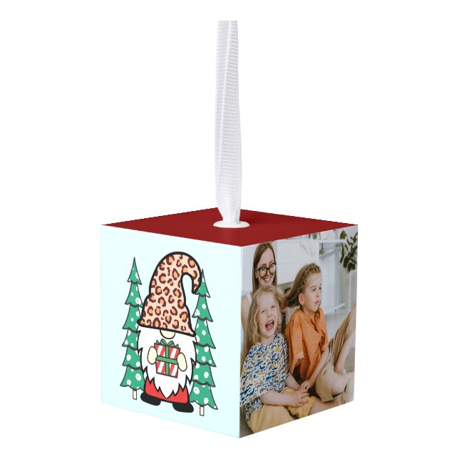 Personalized Photo Cube Ornament (Back Angled)