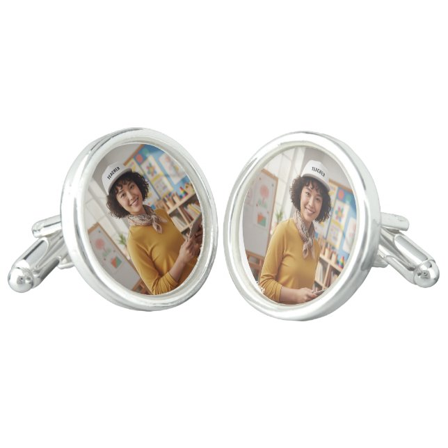 Personalized Photo Cufflinks for Formal Style (Angled)