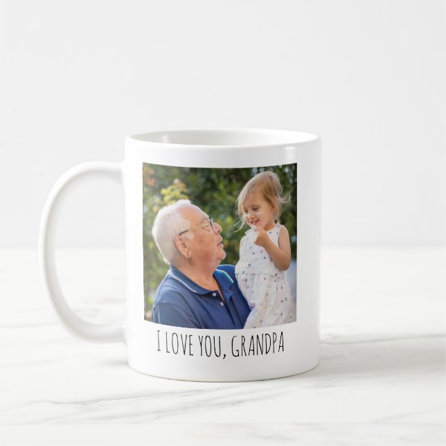 Personalized Photo Cup Custom Text Grandpa Picture (Left)