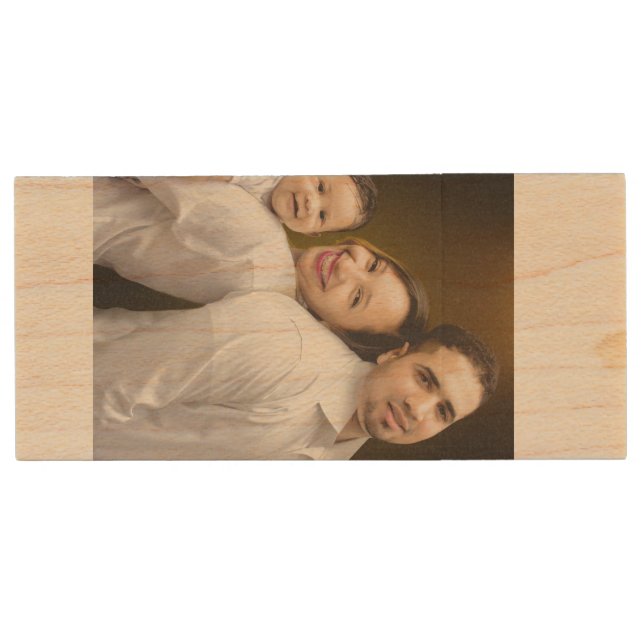 Personalized Photo Custom Add Your Image Wood Flash Drive (Front)