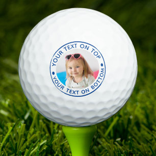 Personalized Photo Custom Blue Text Golf Balls