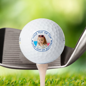Personalized Photo Custom Blue Text Golf Balls
