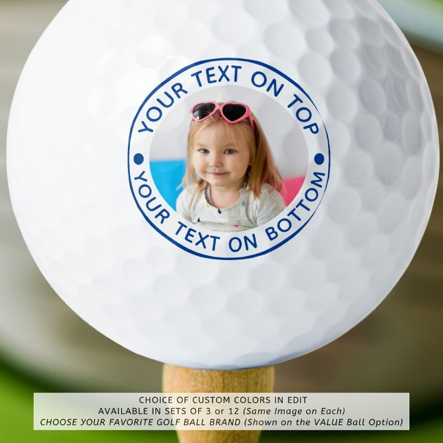 Personalized Photo Custom Blue Text Golf Balls (Creator Uploaded)