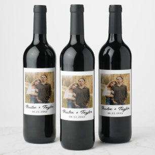 Personalized Photo Custom Engagement Save the Date Wine Label
