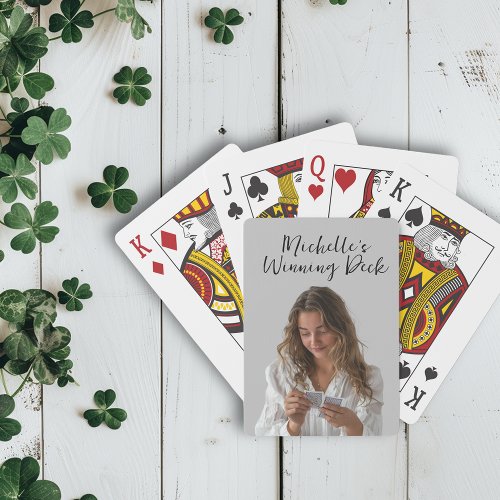 Personalized Photo Custom Name Monogram  Poker Cards