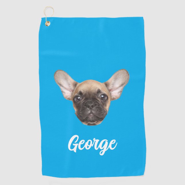 Personalized Photo Custom Pet Dog Cat Face Golfer Golf Towel (Front)
