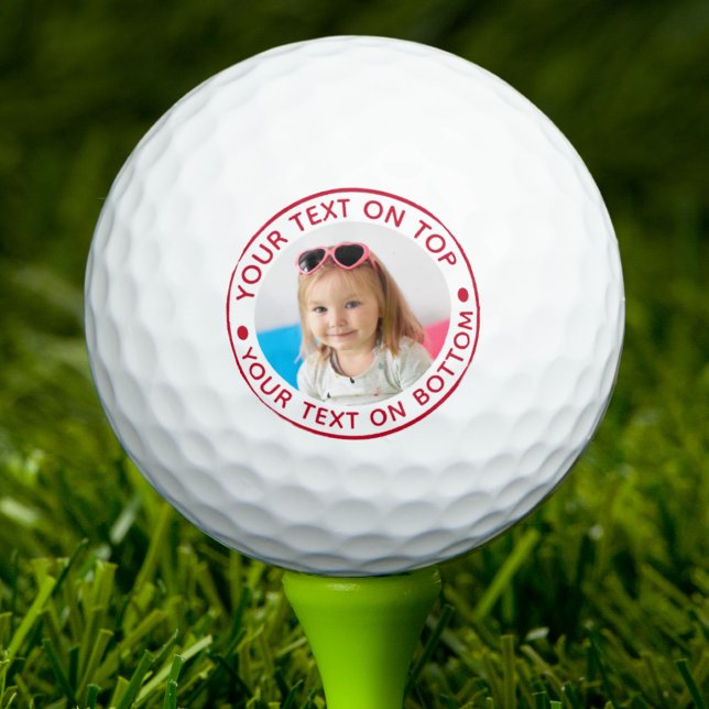Personalized Photo Custom Red Text Golf Balls (Creator Uploaded)