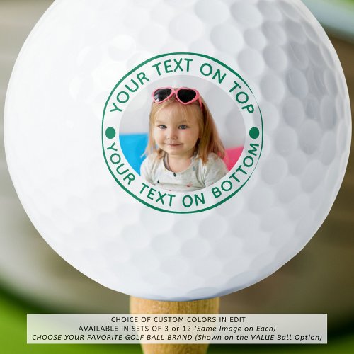 Personalized Photo Custom Text and Color Golf Balls