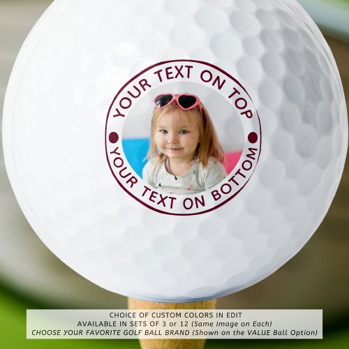 Personalized Photo Custom Text and Color Golf Balls