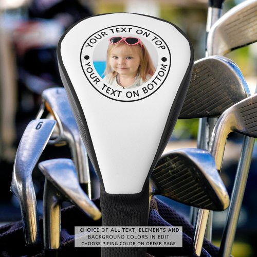 Personalized Photo Custom Text and Color Golf Head Cover