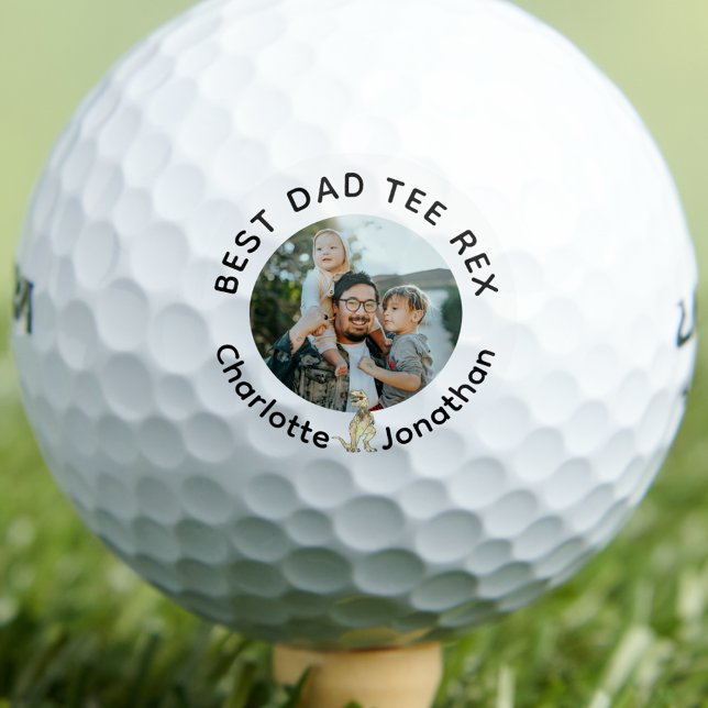 Personalized Photo Custom Text Golf Balls (Best dad tee Rex funny dinosaur personalized photo and name golf ball)