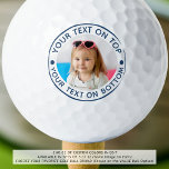 Personalized Photo Custom Text Golf Balls<br><div class="desc">Create unique, personalized golf balls with your photo and custom text in your choice of text, dot and circle frame colors (shown in blue) for the golf enthusiast you know. ASSISTANCE: For help with design modification or personalization, color change, transferring the design to another product or you would like coordinating...</div>