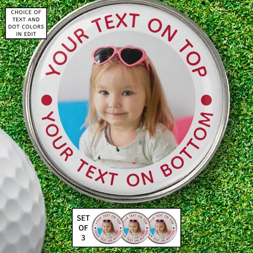 Personalized Photo Custom Text Red Golf Ball Marker