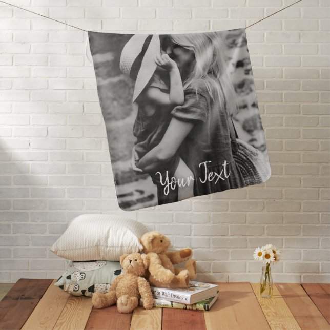 Personalized Photo & Custom Text Template Baby Blanket (In Situ)